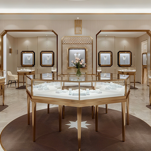 Chất lượng cao Cửa hàng đồ trang sức thiết kế Tempered Glass tủ trưng bày với LED chiếu sáng đảo đồ trang sức showroom đồ nội thất - Product Image 2