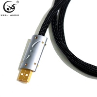 Câbles Audio et vidéo XSSH HiFi 4 Core OFC plaqué argent 3.0 Type A à B câble de données USB rétractable robuste pour DAC