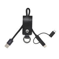 Novedad 2025, llavero 3 en 1 de cuero PU, cable de cargador USB tipo C para ordenador y auriculares, regalos promocionales de negocios