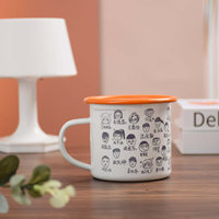 Mug en émail rétro personnalisé, design unique, style dessin animé, motif flamme de feu de camp moucheté, écologique, pour le camping et la rentrée scolaire – Vente chaude