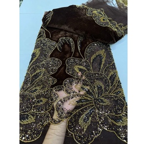Tela de Encaje Francés de Alta Calidad, Bordada con Cuentas y <span class=keywords><strong>Lentejuelas</strong></span>, Ecológica, 5 Yardas, para Vestidos de Mujer - Product Image 4