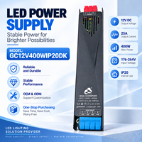 Alimentation LED Slim 12V 25A 300W à Tension Constante, Driver LED AC176-264V CE ROHS, Sortie 4 Bornes pour Bande LED