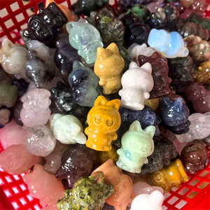 Neuheiten 37mm Entzückende Schnitzkunst Kristalle Handwerk Natur Mehrfarbige Kristall Labu Kristallstatuen als Geschenk - Product Image 5