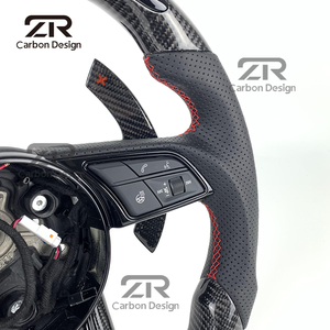 อุปกรณ์เสริมสำหรับรถยนต์พวงมาลัย LED RPM คาร์บอนไฟเบอร์สำหรับรถ <span class=keywords><strong>Audi</strong></span> A3 A4L A4 B9 A5 A6 RS4 RS5 RS6 RS7 2017 - <span class=keywords><strong>2023</strong></span> - Product Image 3