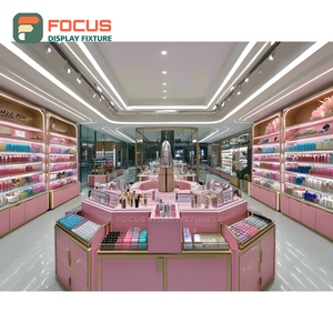 High Quality Retail Outlet Brushed Stainless Steel Wall Shelving One Stop Solution Cosmetic Shop Design - Product Image 4