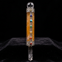Bâton de guérison des chakras en quartz doré aventurine, motif 7 chakras, pierre précieuse artisanale Feng Shui, pierre semi-précieuse fabriquée à la main, Gujarat