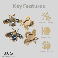 Boutons de manchette décoratifs en alliage de zinc électroplaqué, ornés de strass de luxe en forme d'abeille, pour chemises et vêtements