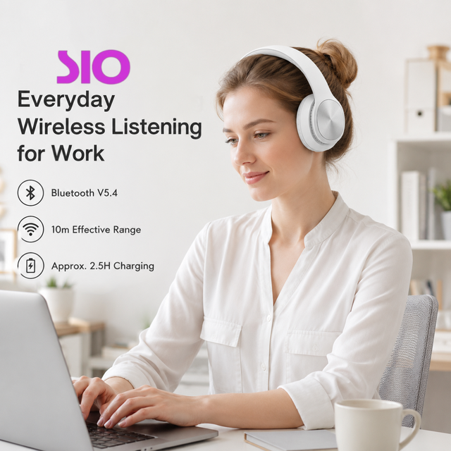 High Fidelity Over-ear Stereo Headphones with Type-C Fast Charging and 3.5mm AUX-in Audio Cable, V5.4 Wireless Headphones