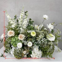 Best Verkopende Grote Hortensia En Anthurium Gemengde Groene Bloem Boeket Arrangement 80Cm Grote Gangpad Bloem Voor Kerk Bruiloft Grond