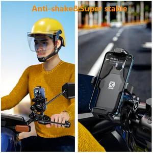 Support de guidon de moto avec amortisseur anti-vibration 360 rotatif support de téléphone portable pour vélo moto