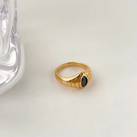 Vente chaude 18k Or Pvd Plaqué Anneaux En Acier Inoxydable Ensemble Shell Zircon Anneau Géométrique Cubique Zircone Pierre Anneau pour Cadeaux