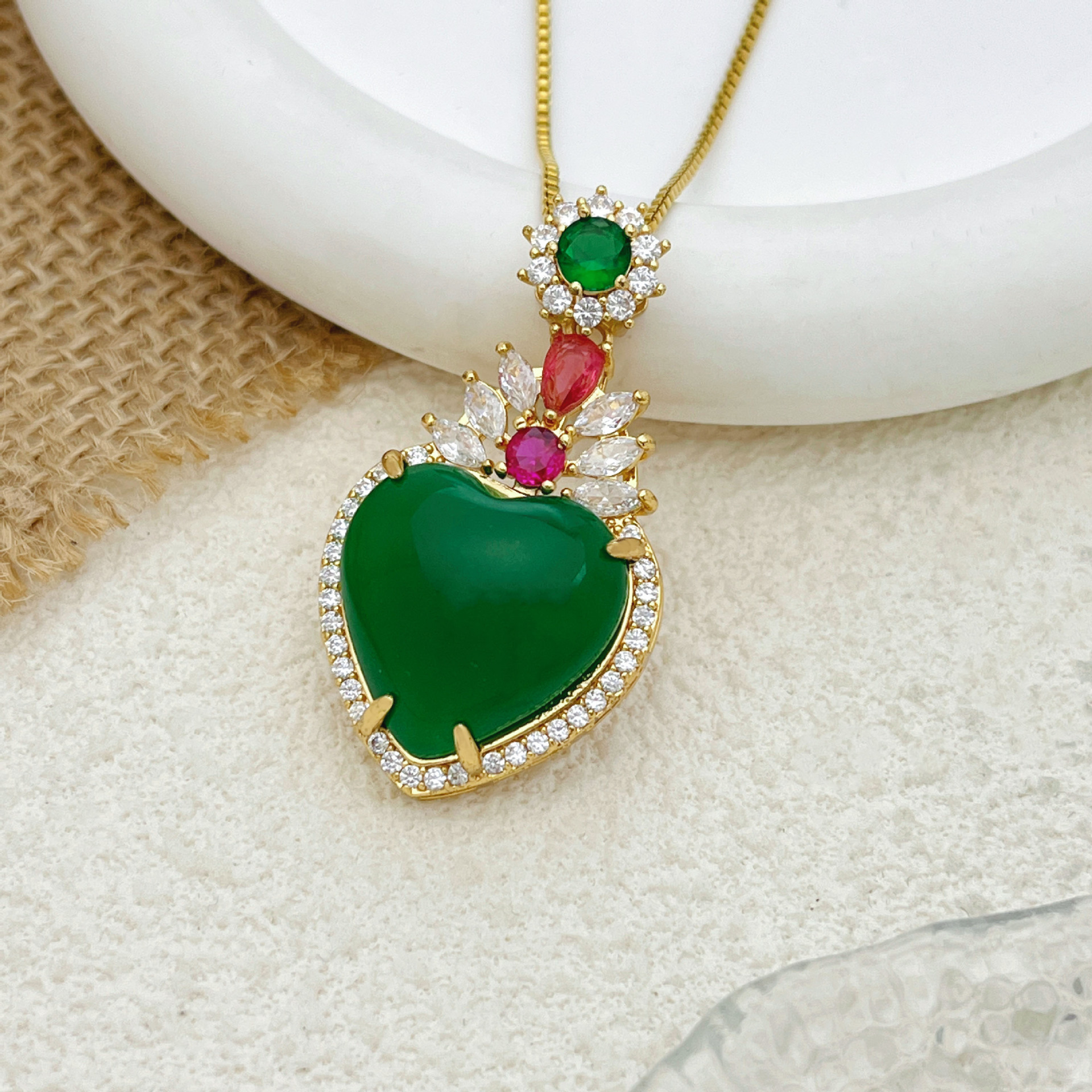 Xl5828 loving heart auspicious necklace-gold color
