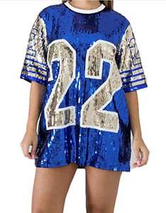 Sigma Gamma Rho O领t恤派对俱乐部顶级宽松衣服蓝金22号女生联谊会SGRho亮片t恤服装运动衫 - Product Image 1