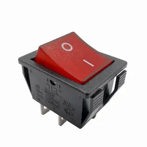 Interruptor de rocker iluminado vermelho, formato quadrado, 16a250vac t125, duas posições, para 22*28/22*30