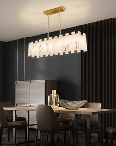 JYLIGHTING Suspension en albâtre de haute qualité Lustre en marbre tout cuivre pour salon - Product Image 3