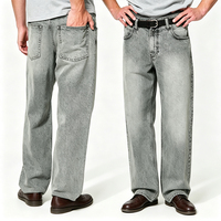 Fabricant de denim sur mesure, Jean streetwear en coton, coupe droite, effet Monkey Wash, délavé à la pierre, couleur unie, pour homme