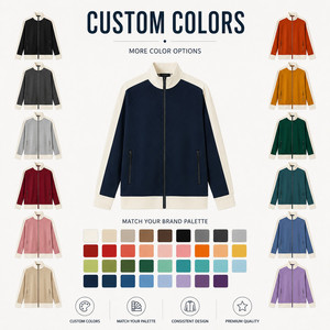 Custom Logo Unisex Zip Jacket <b>Stand</b> Collar Color Block Performance Casual Wholesale Team Wear S-4XL <b>Night</b> Blue Crimson - Product Image 3