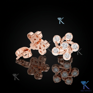 Lab Grown Diamond Swirl Pinwheel Cluster <b>Stud</b> Earrings 14K 18K Solid Gold Round Floral Fine Women Jewelry Anniversary Gift - Product Image 3
