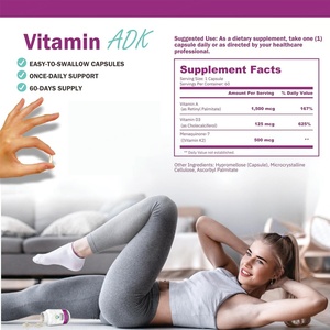 Nouvel arrivage : Complément de Vitamine D3 K2 pour la santé osseuse et l'absorption du calcium avec Vitamine ADK, 60 capsules, extraits de Vitamine D3 K2 - Product Image 3