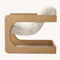 Fauteuil en bois rembourré de style moderne du milieu du siècle, chaise de salon avec coussin