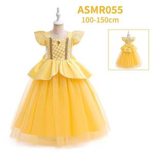 Robe jaune brillante pour filles, style tutu de ballet à manches longues bouffantes, design princesse mi-long, idéale pour Halloween - Product Image 4