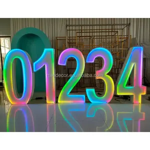 Marquesina gigante de alta calidad, luz RGB de 4 pies, letras de neón, números, luces para fiesta de cumpleaños