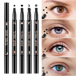 OEM çift kafa Eyeliner Stempel su geçirmez kanatlı Eyeliner damga uzun ömürlü yıldız EyeLiner hızlı kuru kalp damga kalem