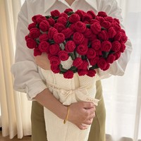 Couverture en acrylique tricotée ronde pliée personnalisée OEM, rose verte et rouge, pour la Saint-Valentin, utilisation à domicile en toutes saisons, finition