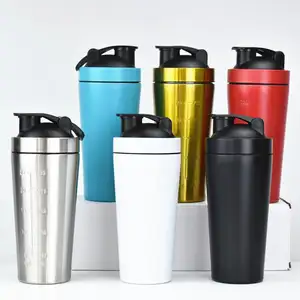 Custom High Quality Reusable Metal Sport Water Bottles Classic Gym Stainless Steel Blender Protein Shaker Bottle