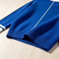 Pull en tricot pour femme de haute qualité, logo personnalisé, broderie en chenille, fabrication directe d'usine, cardigan bleu d'hiver
