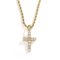 Collier pendentif croix en strass doré et argenté pour hommes et femmes, bijoux tendance hip-hop glacés
