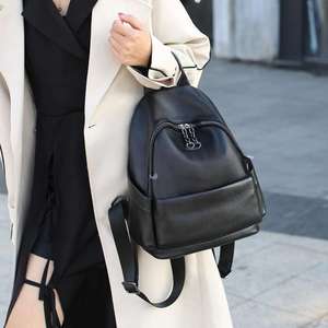 Mochilas de cuero Andong para mujer, mochila clásica de cuero vacuno genuino, sencilla y a la moda. - Product Image 1