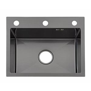 GQK Évier à goutte de couleur à brosse peu profonde en acier inoxydable Deux coins ronds Grand bol Drop in Topmount Évier de cuisine - Product Image 6