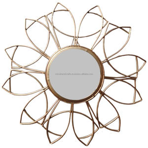 Miroir à fleur Antique couleur or, ensemble élégant fait de métal de haute qualité, Collection pour maison - Product Image 3