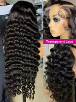 Peluca de Cabello Humano Natural con Ondas Profundas, Pelucas Frontales de Encaje de Cabello Humano Indio, Pelucas Frontales de Encaje HD sin Pegamento para Mujeres Negras