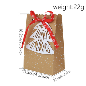 <strong>Christmas</strong> Candy Kraft Paper <strong>Box</strong> With Ribbon and Card Holiday Paper Gift <strong>Treat</strong> Bags for <strong>Christmas</strong> Party Supplies Xmas Goodie Bags - Product Image 2