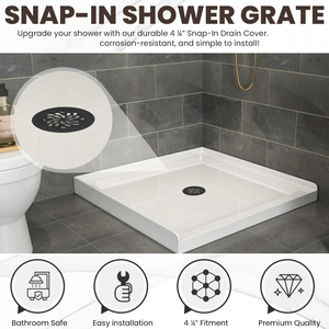 Grille de drain de douche au sol moderne noire mate de 4-1/4 pouces, écologique, anti-corrosion, légère et facile à installer - Product Image 6