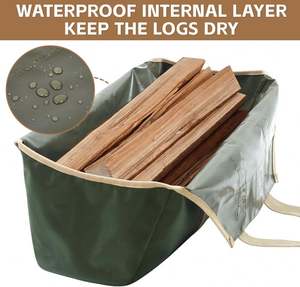 Sac de transport pour bûches en toile cirée, très résistant, avec poignée, pour bois de chauffage, échantillon gratuit - Product Image 4