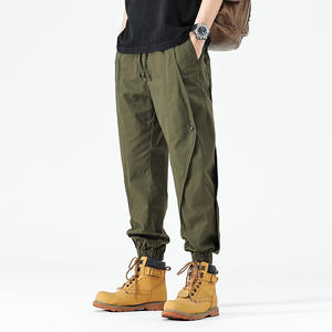 Vente chaude salopette attachée à la jambe hommes printemps pantalons Joker lâche taille élastique décontracté pantalon droit nouveau beau pantalon pour hommes - Product Image 3