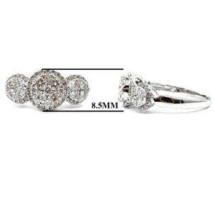 Bague à 3 grappes en or blanc massif 18 carats avec 100 diamants naturels de la marque KOK Jewellery Factory Sunflower, bijou raffiné pour femme, idéal comme cadeau. - Product Image 2