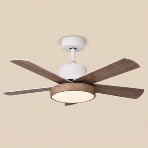 Ventilateur de plafond silencieux <span class=keywords><strong>ProBreeze</strong></span> 48 pouces à 5 pales en bois, 6 vitesses, lumière LED à intensité variable, télécommande, design moderne pour chambre et salon - Product Image 1