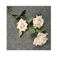 SMS011ホットベルベットシルクのリアルなバラの茎人工結婚式バラの花びらの装飾