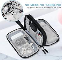 Sac organisateur de câbles imperméable à double couche Mixwares, pochette de rangement portable pour accessoires électroniques, chargeur, téléphone, écouteurs