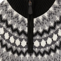 Pull en cachemire 100 % personnalisé pour homme, motif Fair Isle torsadé, col zippé, style nordique, tricot d'hiver pour l'extérieur, vente en gros