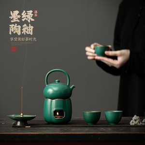 Juego de calentador de té retro, tetera de cerámica estilo Kung Fu con portavelas, kit de preparación de té resistente al calor para la ceremonia del té tradicional - Product Image 5