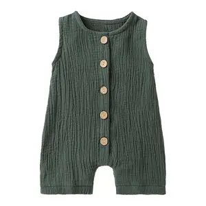 Mùa Hè Trẻ Sơ Sinh Trẻ Sơ Sinh Bé Trai Cô Gái Cotton Linen Romper SLBR-032