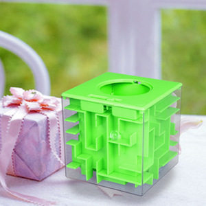 Hucha laberinto 3D verde cuadrada para niños de 4 a 7 años, juguete educativo, rompecabezas de bola rodante, alivio del estrés - Product Image 1