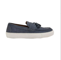 Sneakers en cuir suédé bleu à franges tendance pour hommes