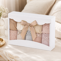 Boîte d'emballage personnalisée auto-élevante pliable en carton ivoire pour serviettes, cravates, sous-vêtements, chaussettes, boîte cadeau avec design créatif en nœud