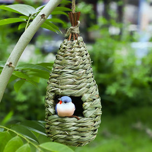 Nido de Pájaros Creativo Tejido a Mano, Decoración de Jardín para Exteriores, Jaula Ecológica de Hierba, Casa para Pájaros Estilo Gota de Agua, Jaula Moderna para Pájaros - Product Image 4
